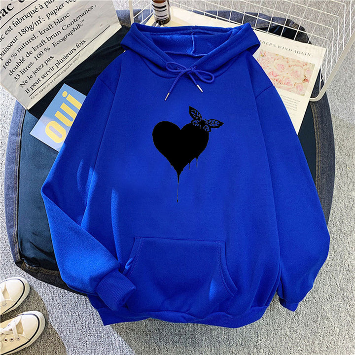 Women's Hoodie with Creative Heart Design Lisslune