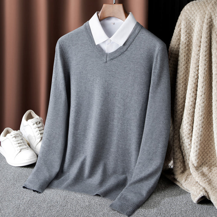 Men's Pullover with V-Neck and Fine Knit Structure Lisslune