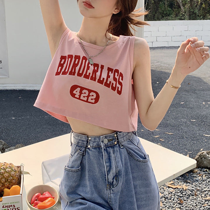 Women's casual crop top with creative lettering and comfortable materials Lisslune