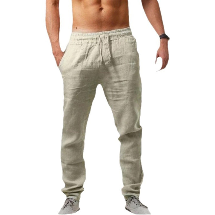 Men's Airy Linen Pants with Elastic Waistband and Practical Side Pockets Lisslune