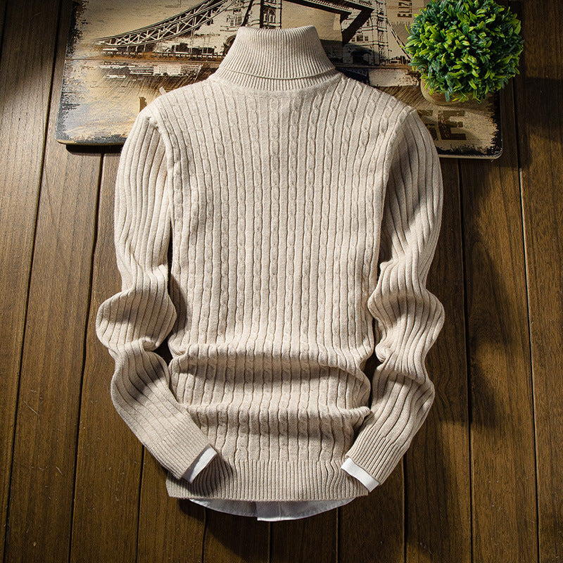 Men's knitted sweater with high collar and textured design Lisslune