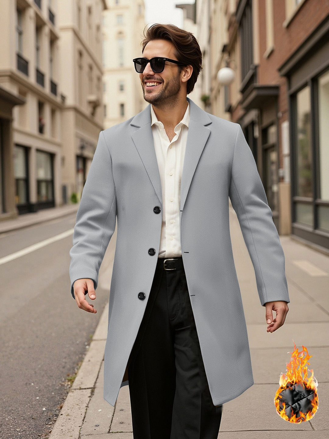 Men's elegant double-breasted coat Lisslune