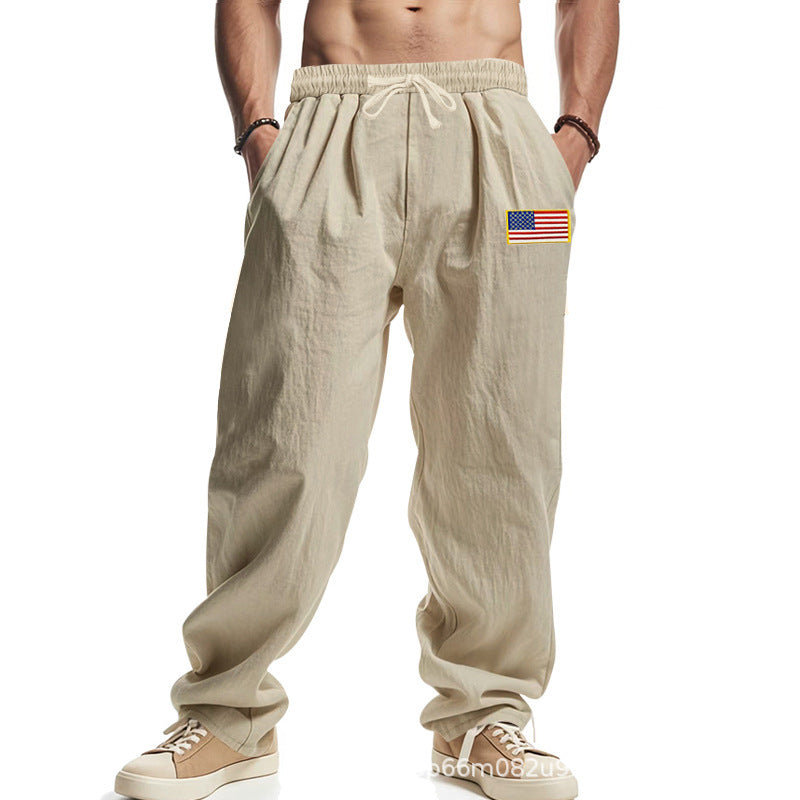 Men's casual cargo pants with practical stretch waistband and multicultural print Lisslune