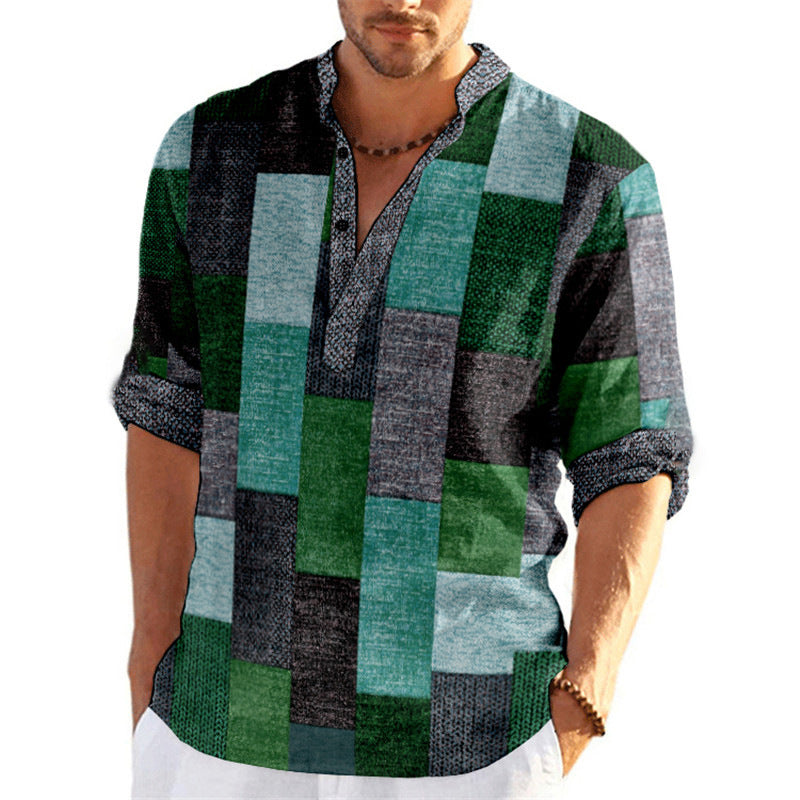 Men's Casual Short Sleeve Shirt in Modern Check Pattern Lisslune