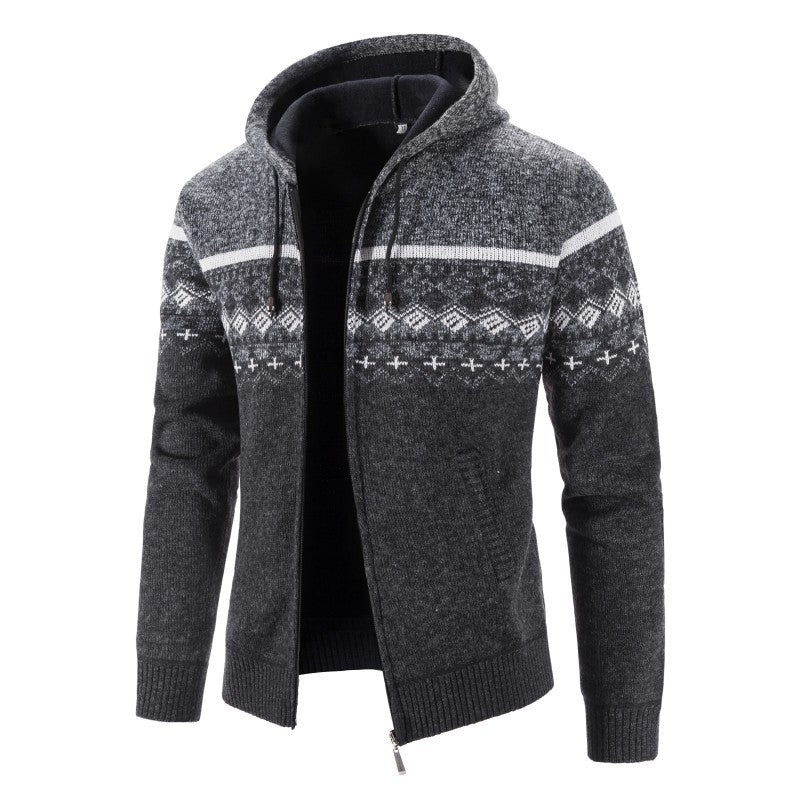 Men's cardigan with hood and elegant patterns Lisslune