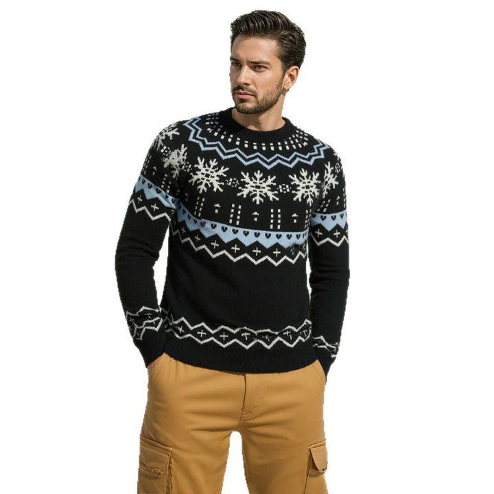 Men's cozy Norwegian sweater with winter design Lisslune
