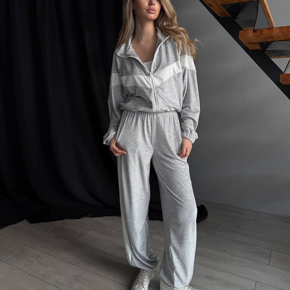 Women’s sporty fleece jumpsuit with zipper Lisslune