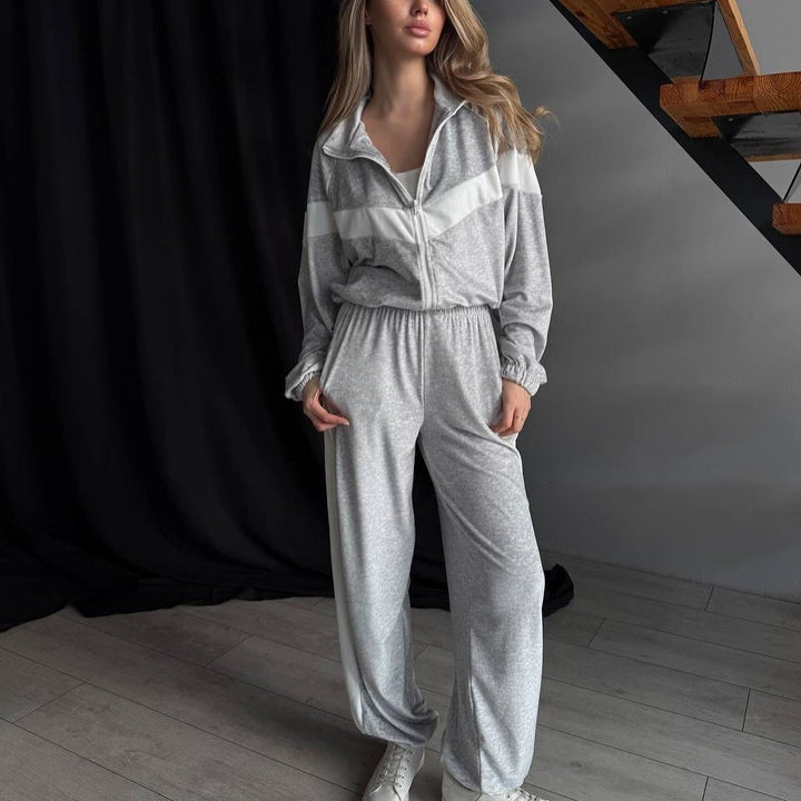 Women’s sporty fleece jumpsuit with zipper Lisslune