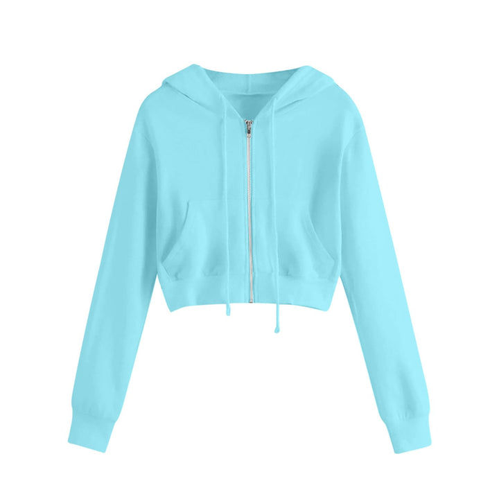 Women's short hooded top with practical pockets and zipper Lisslune