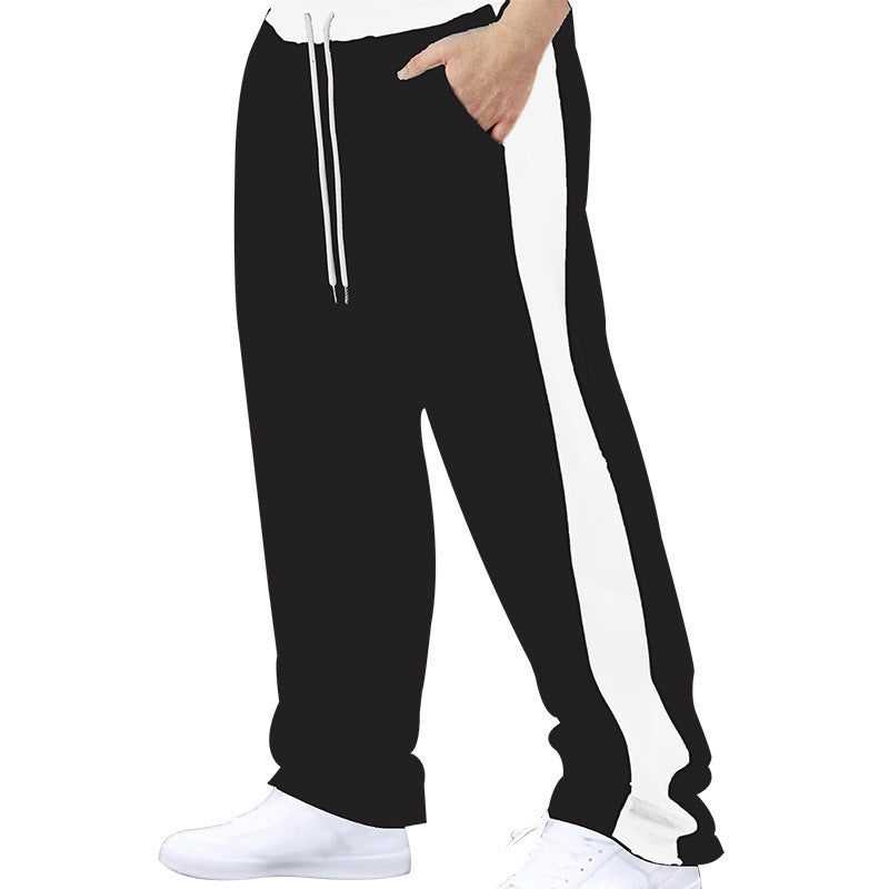 Men's Comfortable Sporty Jogging Pants with Elastic Waistband and Contrasting Side Inserts Lisslune