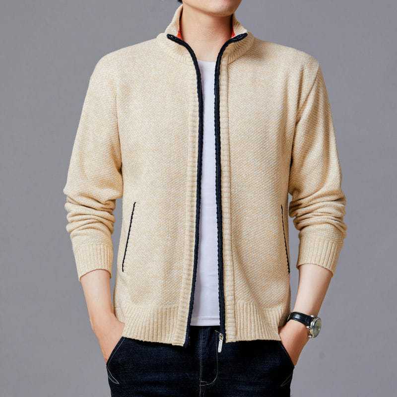 Men's Cardigan with High Collar and Luxurious Lining Lisslune
