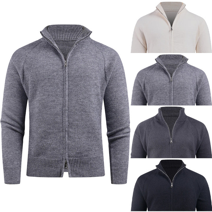 Men's high-quality cardigan with modern zipper and raised collar Lisslune