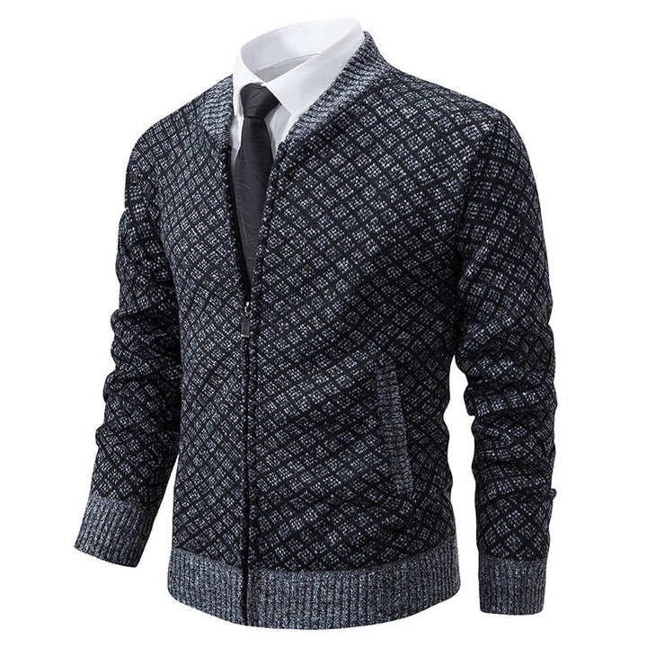 Men's cardigan with modern zip closure and textured design Lisslune