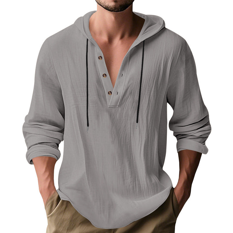Men's casual hoodie shirt with modern button placket design Lisslune
