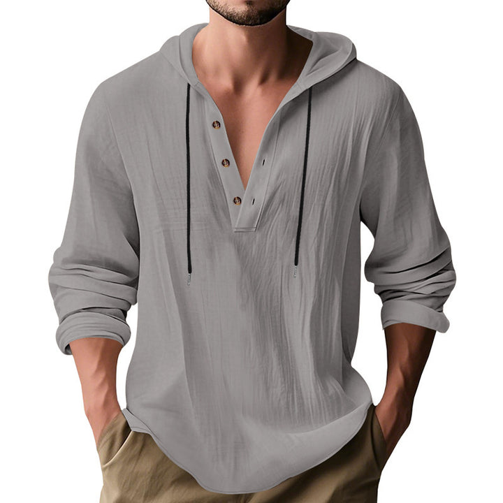 Men's casual hoodie shirt with modern button placket design Lisslune