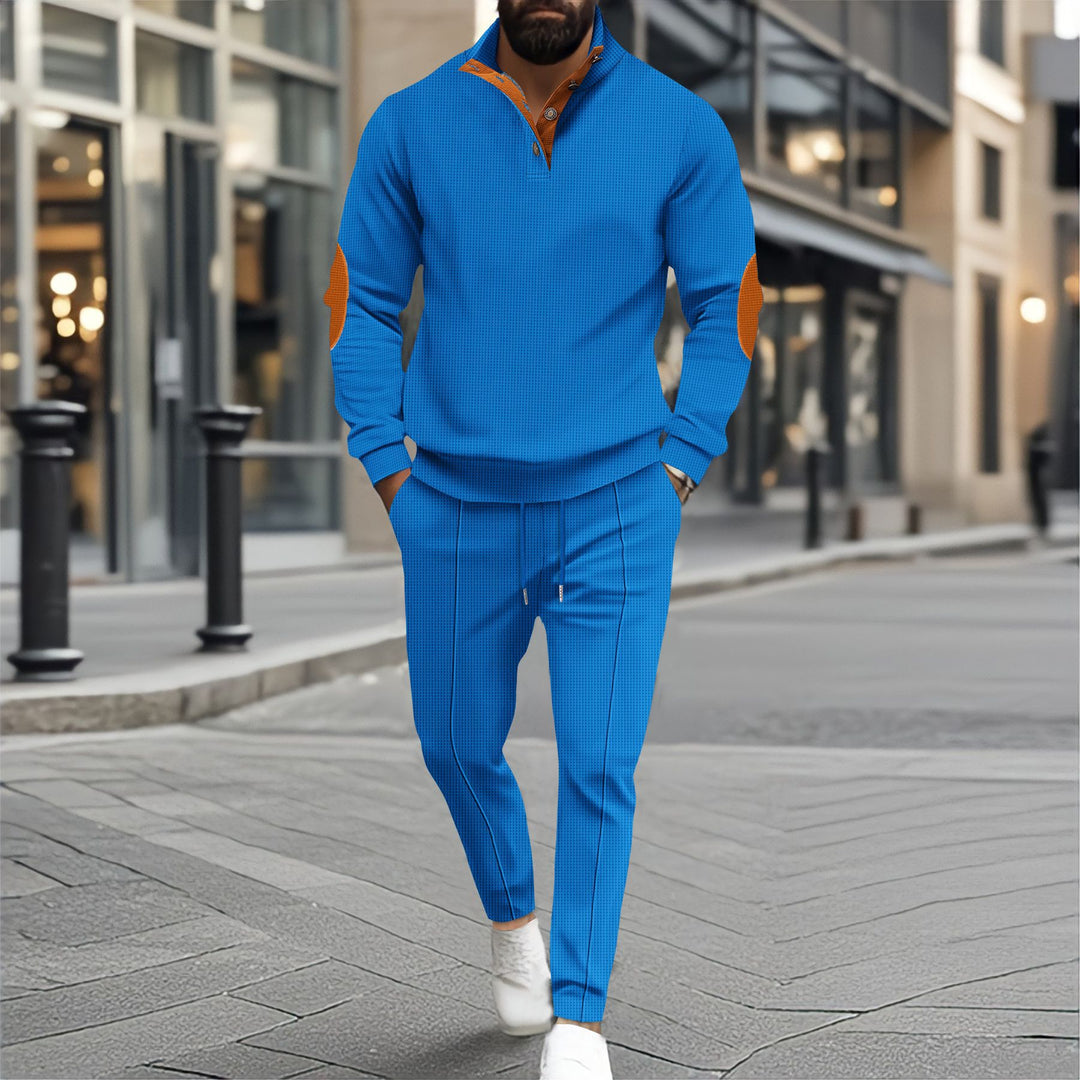 Men's sporty leisure sweater and jogger set with textured look Lisslune