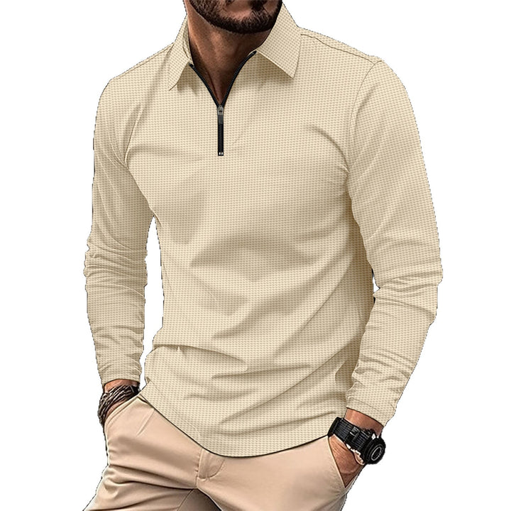 Men's elegant long-sleeve shirt with innovative zipper and textured outer material Lisslune