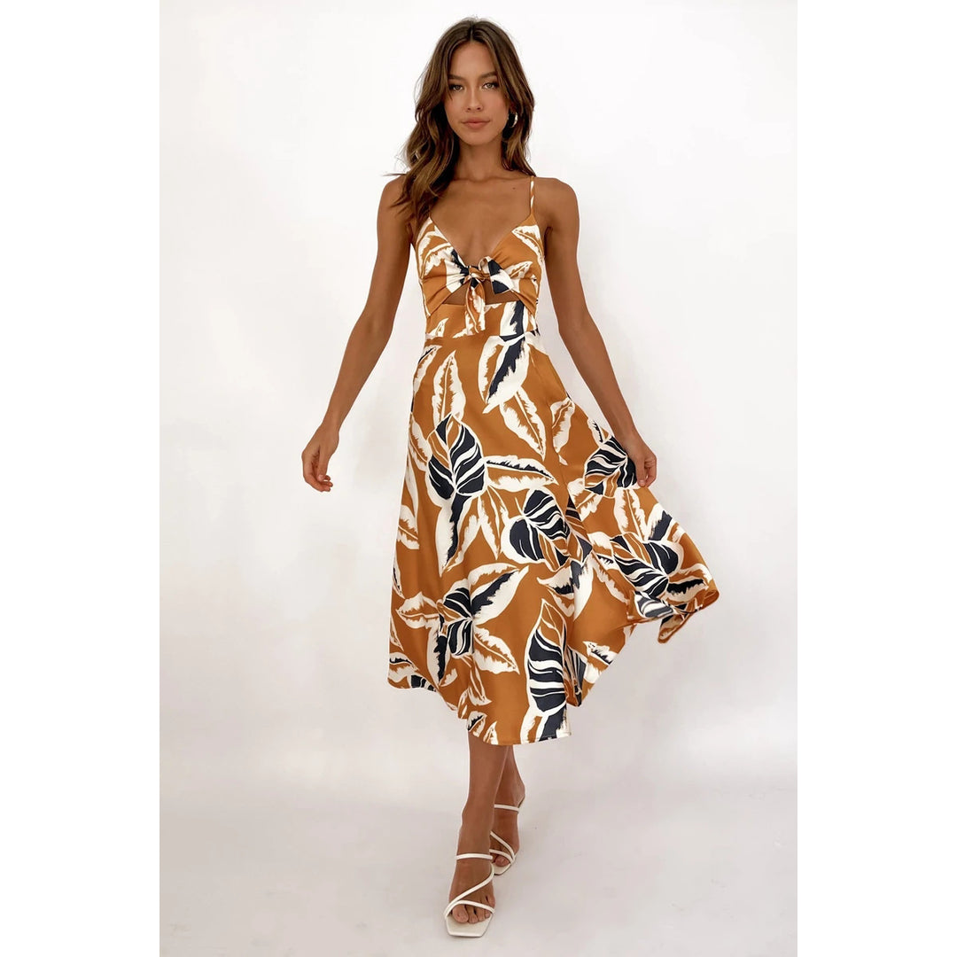 Women's wrap dress with floral print and playful swinging hem