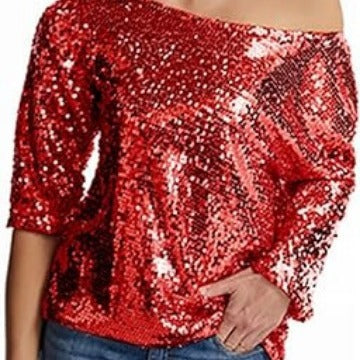 Ladies Sparkling Sequin Blouse Lisslune