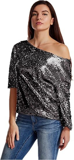 Ladies Sparkling Sequin Blouse Lisslune