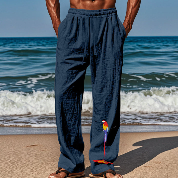 Men's Lightweight Beach Sandal Pants with Elastic Waistband and Colorful Print Lisslune