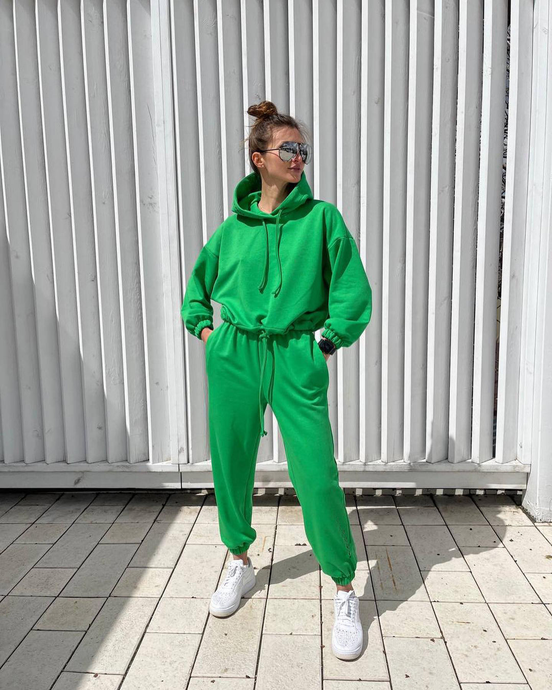 Women's Leisure Wellness Suit with Hood and Elastic Waistband