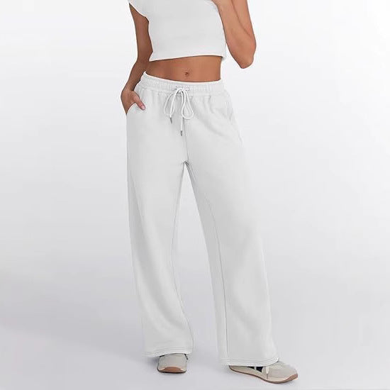 Women's loose leisure pants with elastic waistband and functional side pockets Lisslune