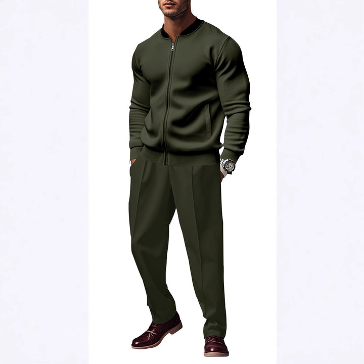 Men's sporty tracksuit with practical pockets and short zipper Lisslune