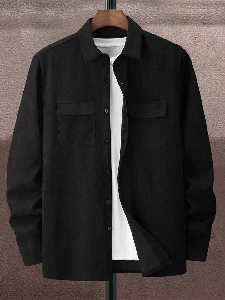 Men's Casual Shirt Jacket with Two Chest Pockets and Textured Design Lisslune