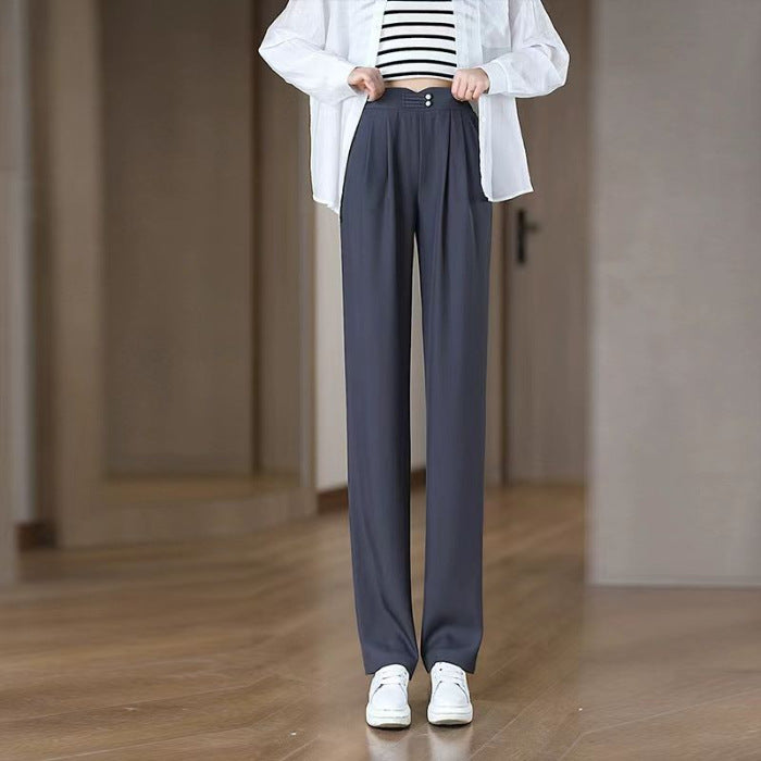 Ladies Flowing High-Waisted Pants with Elegant Pleats Lisslune