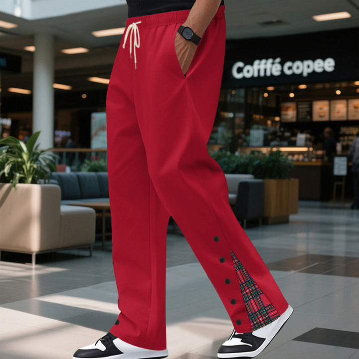 Men's comfortable leisure pants with side snaps and stylish checkered design Lisslune