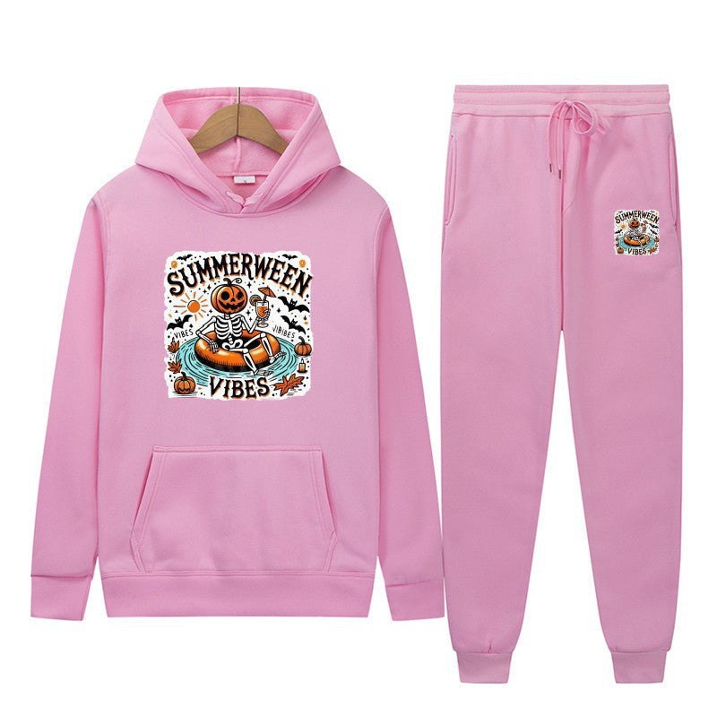 Women’s hoodie and jogging pants set with festive Halloween motif Lisslune