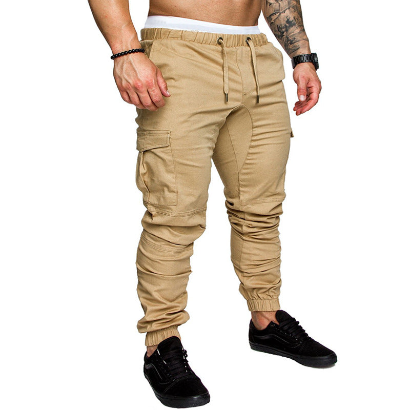 Men's Stylish Cargo Pants with Elastic Waistband and Practical Pockets Lisslune
