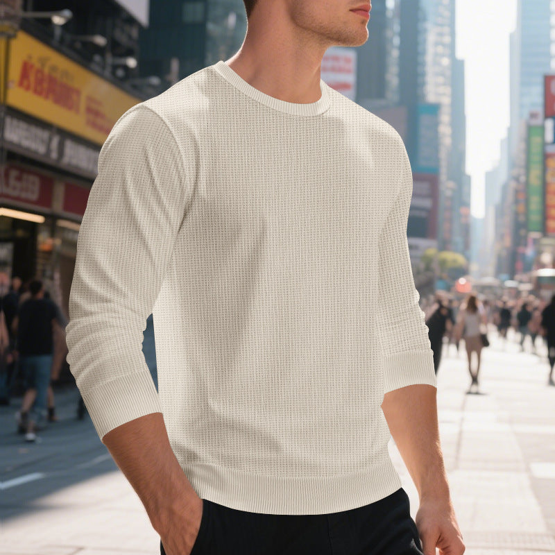 Men's stylish textured sweatshirt with round neck and elastic cuffs Lisslune