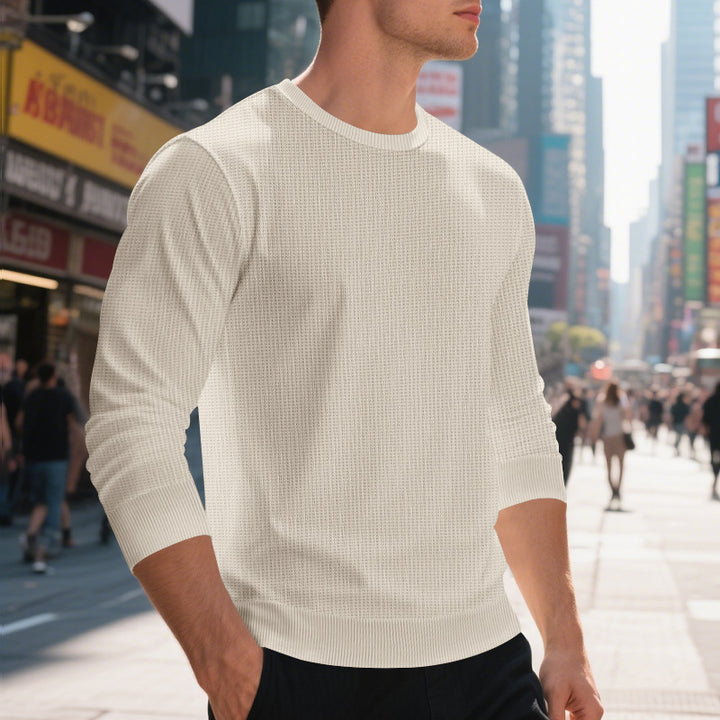 Men's stylish textured sweatshirt with round neck and elastic cuffs Lisslune