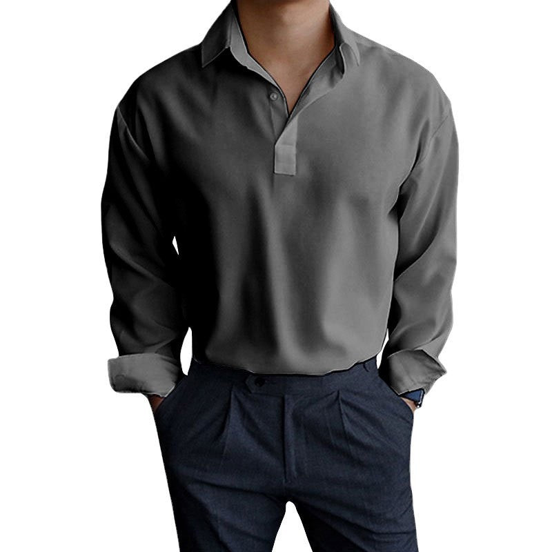 Men's long-sleeve shirt with modern polo collar and elegant fit Lisslune