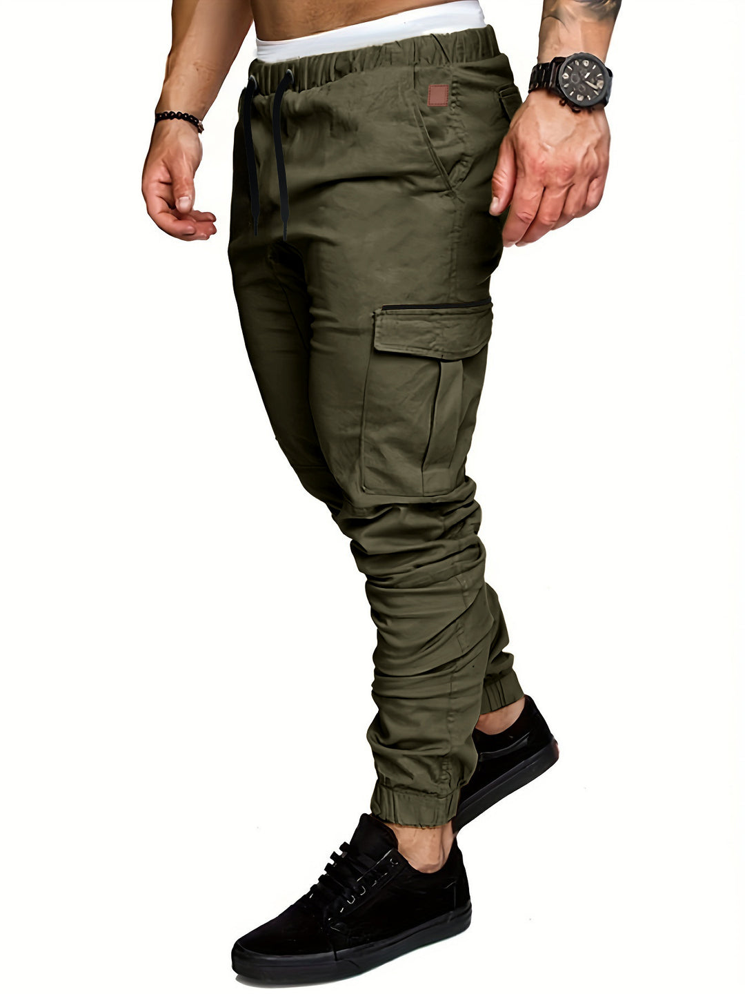 Men's Stylish Cargo Pants with Elastic Waistband and Practical Pockets Lisslune