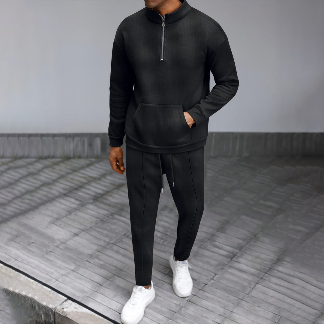 Men's tracksuit with high collar and practical pocket Lisslune