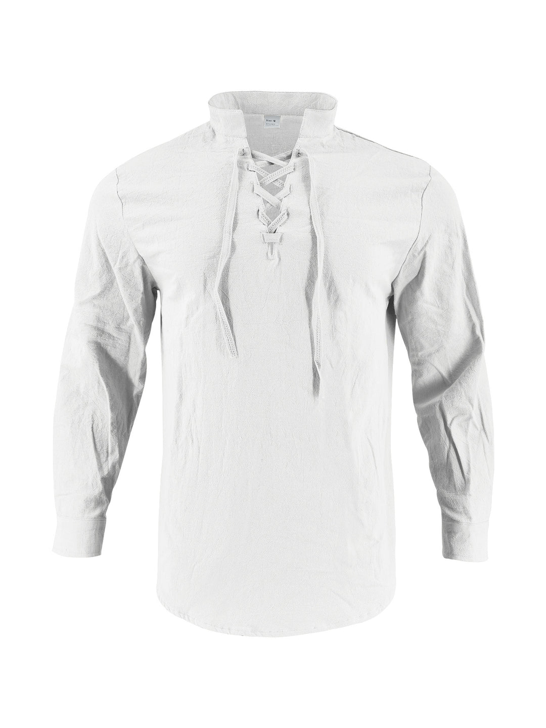 Men's long-sleeved shirt with trendy lacing and stand-up collar Lisslune
