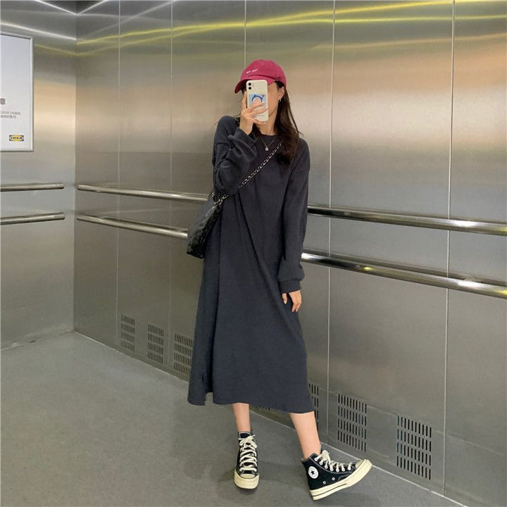 Women Elegant Maxi Dress with Long Sleeves and Textured Design