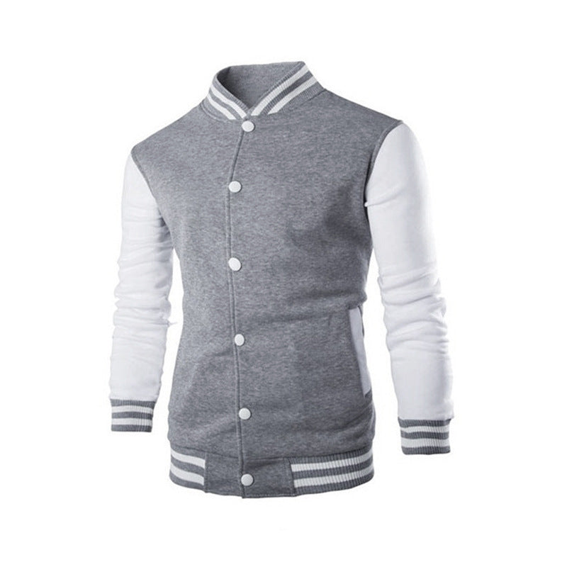 Men's sporty college jacket with contrasting sleeves and snap buttons Lisslune