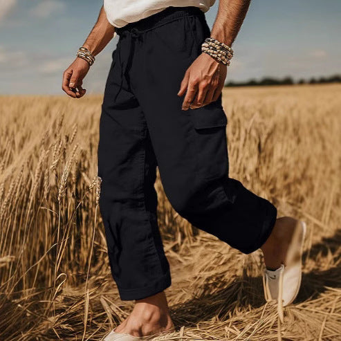 Men's cargo pants with elastic waistband and practical side pockets Lisslune