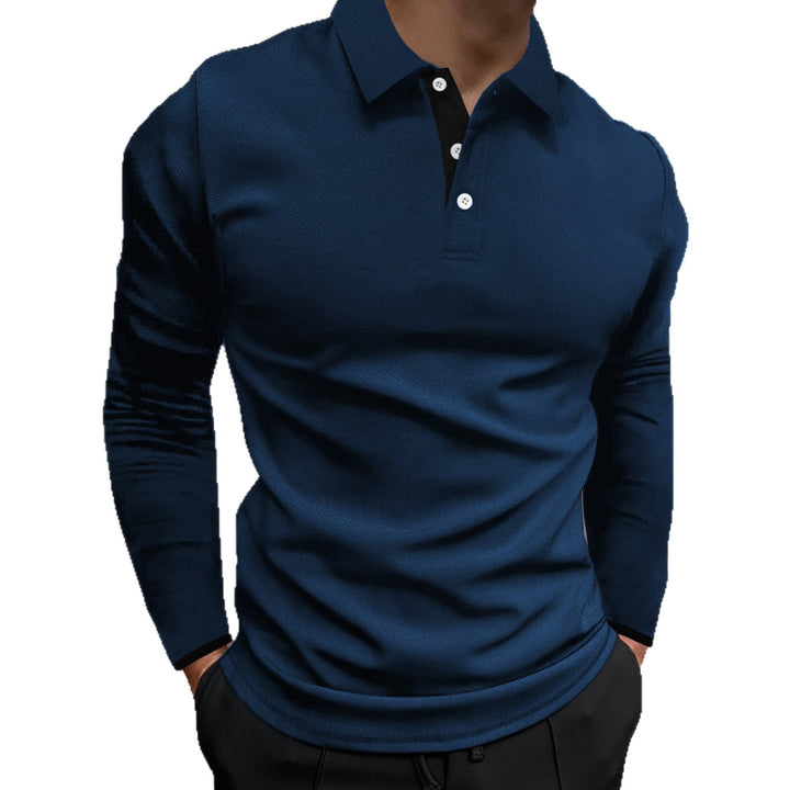 Men's elegant long-sleeve polo shirt with textured fabric Lisslune