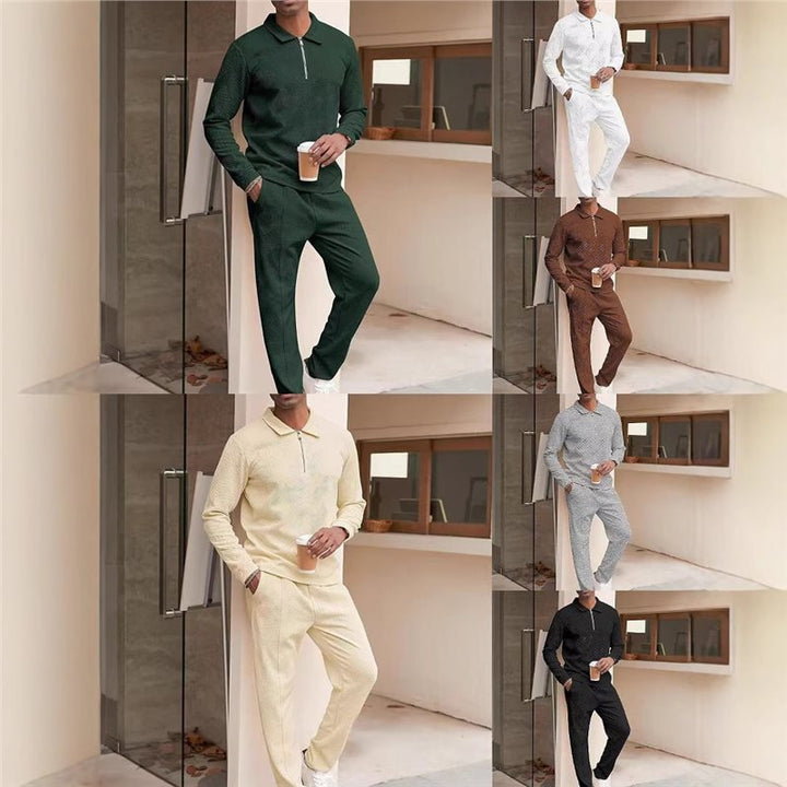 Men's casual leisure sweat set with textured fabric Lisslune