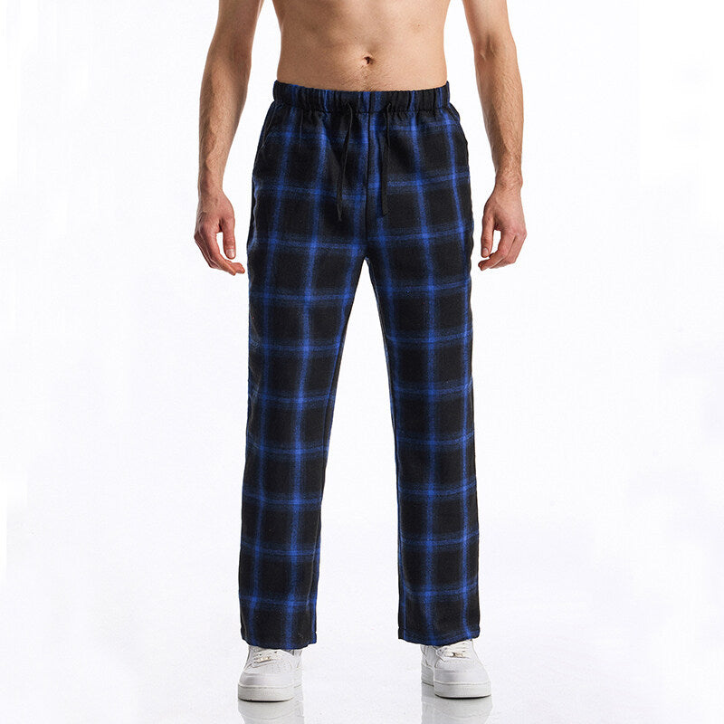 Men's flannel pajama pants with comfortable elastic waistband Lisslune