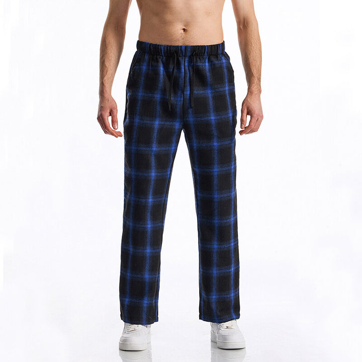 Men's flannel pajama pants with comfortable elastic waistband Lisslune