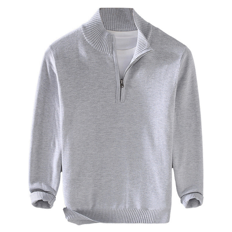 Men's comfortable pullover with modern stand-up collar and discreet zipper opening Lisslune