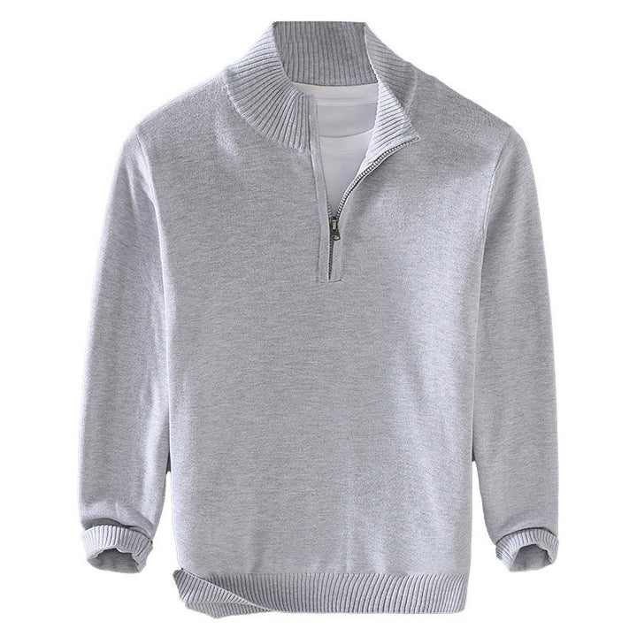Men's comfortable pullover with modern stand-up collar and discreet zipper opening Lisslune