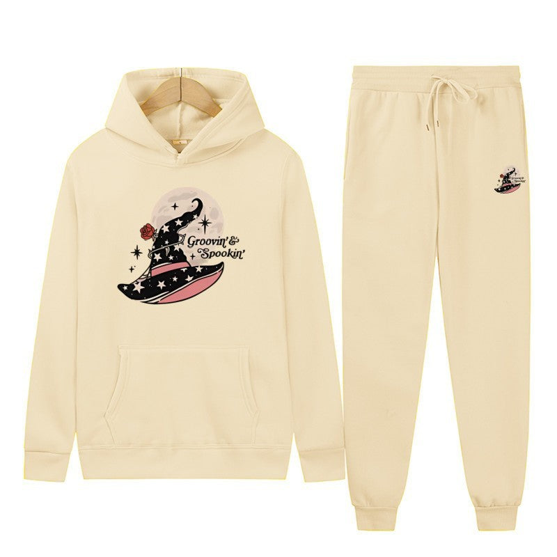 Women's Hooded Sweatshirt and Jogging Pants Set with Cool Halloween Design Lisslune