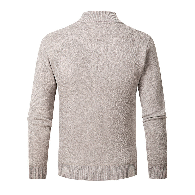 Men's stylish knit sweater with stand-up collar and zipper Lisslune